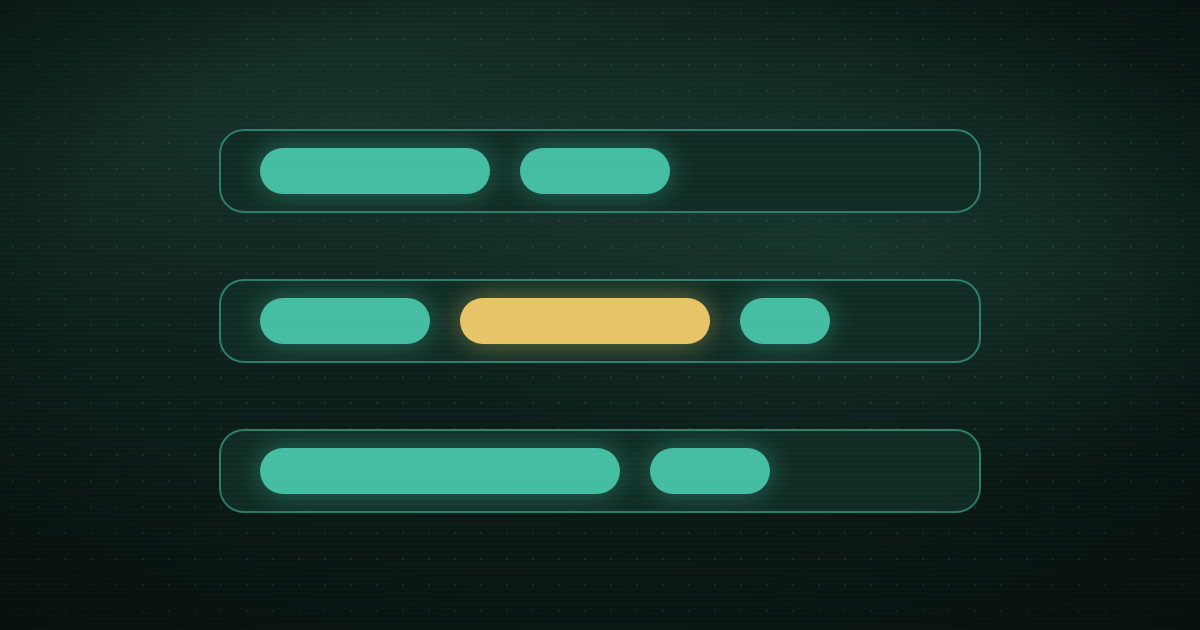 Pixel art of a row of survey response fields routing through an arrow into a single glowing linked record on a dark teal background